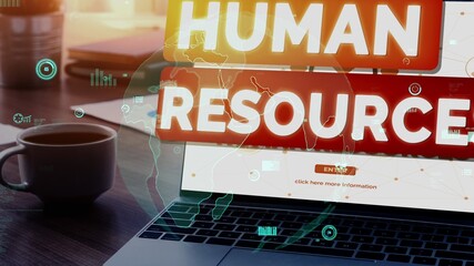 Human Resources Recruitment and People Networking conceptual . Modern graphic interface showing...