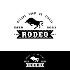 Vintage Logo Bull Buffalo Angus Cow Rampage For Mexican Style Rodeo Stamp Logo Design