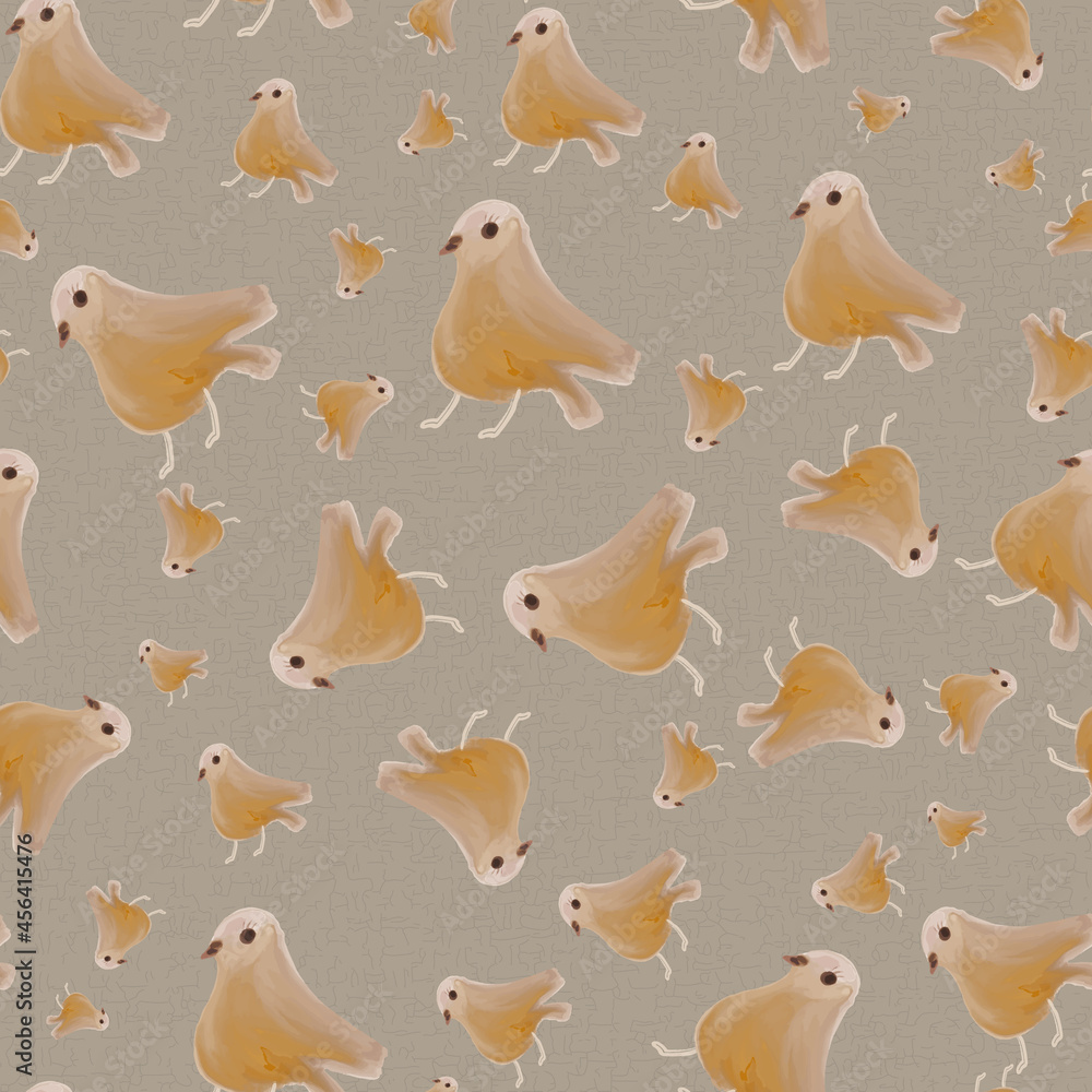 Poster hand drawn colorful birds vector seamless repeat pattern print background