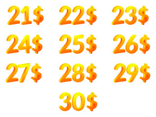 21-30 dollar logo icon vector. Dollar Sign.