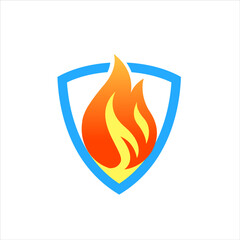 Colorful Fire Shield vector icon illustration