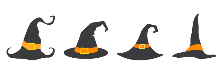 Halloween. illustration of tall witch magic witch hat on abstract background