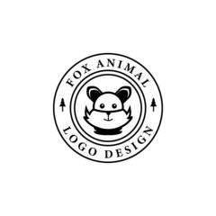 Circle fox logo design template