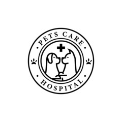 Pets care hospital logo design template