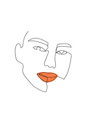 One line art modern female portrait. Abstract Woman face one line drawing. Contemporary feminine portrait, with abstract shape. Vector illustration.