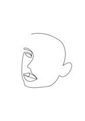 One line art modern female portrait. Abstract Woman face one line drawing. Contemporary feminine portrait, with abstract shape. Vector illustration.