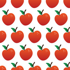 Cute cartoon style red apples vector seamless pattern background for food and harvest design.
