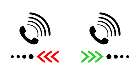Vector icon of incoming call. illustration of a mobile phone icon symbol rejecting or answering an incoming call
