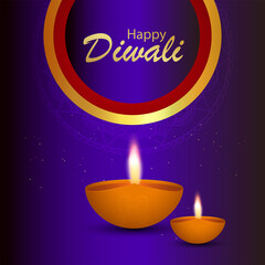 Naklejka premium Creative vector illustration of happy diwali celebration background