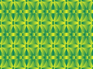 3D pattern background of geometric shapes like hexagons and triangles with metalic green and yellow colors