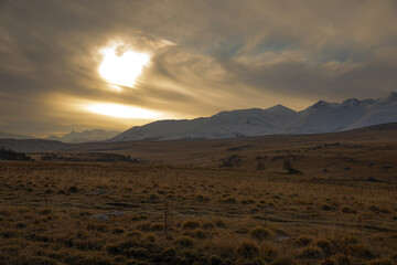 sunset in the mountains