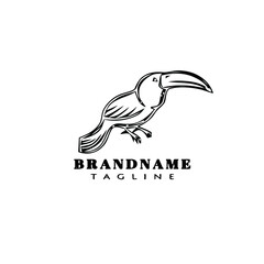 bird logo cartoon icon design hand drawn black isolated vector illustration