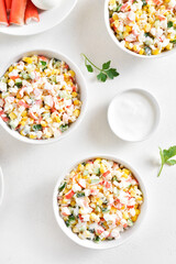 Russian style imitation crab salad