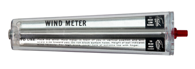 Old-fashioned analog anemometer for measuring wind speed. Isolated.