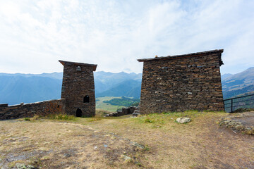 The Upper Omalo village and the fortress Keselo. Travel to the Georgia