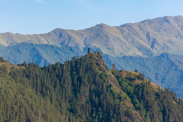 The Upper Omalo village and the fortress Keselo. Travel to the Georgia