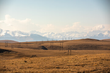 power lines in the mountains