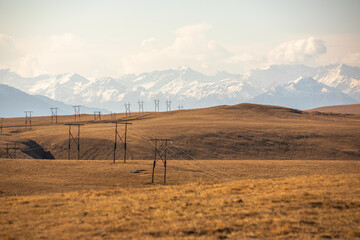 power lines in the mountains