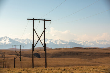 power lines in the mountains