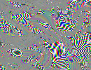 Trippy Psychedelic Rainbow Background Glitch LSD Colorful Wallpaper. 60s Abstract Hypnotic Illusion. Hippie Retro Texture. hallucinations