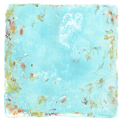 Art Abstract color acrylic and watercolor monotype painting. Gel printing plate. Canvas texture background. Isolated on white.