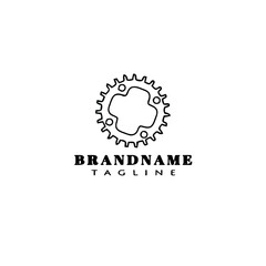creative bicycle sprocket cartoon logo icon design template black isolated vector illustration