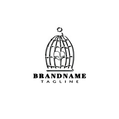 Fototapeta premium birdcage cartoon logo icon design template black concept vector illustration