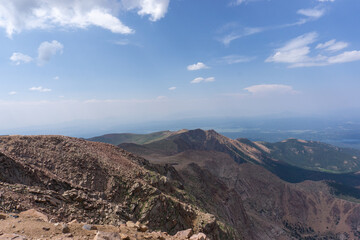 Hiking around the summit of Pikes peak mountain Colorado