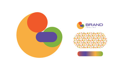 Bold Rounded Multicolored Font Logo Using Letter G for Nursery, Preschool, Playful fun Lettering, Business Brand with pattern and gradient using colours red, yellow, blue, green