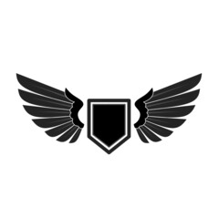 Black and white logo design with simple and elegant wings