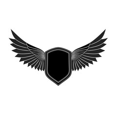 Fototapeta premium Black and white logo design with simple and elegant wings