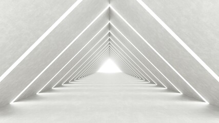 Obraz premium Illuminated corridor interior design concrete tunnel with destination bright light 3D rendering illustration