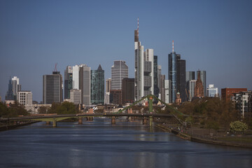 Fototapeta na wymiar FRANKFURT am MAIN , APRIL 24, 2021, view of Frankfurt, with skyscrapers