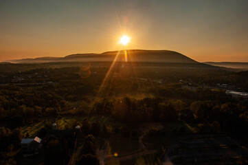 The Sun Rising over Mount Nittany on a Hazy fall Morning 