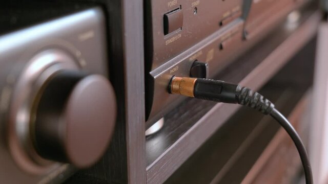 Insert the jack into a music amplifier