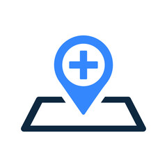 Obraz premium Clinic, location, navigation icon. Simple editable vector design isolated on a white background.