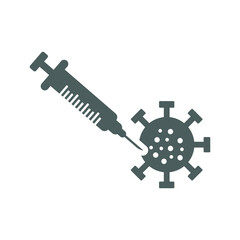 Obraz premium Coronavirus, vaccine icon. Gray vector graphics.