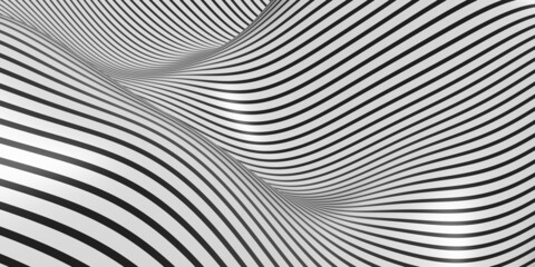 zebra pattern swaying wave background 3D illustration