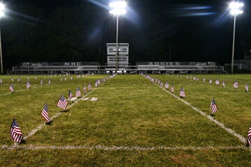 American Flags on a Football Field