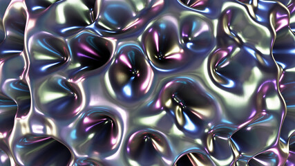 Realistic 3D illustration of the abstract liquid metallic surface as background