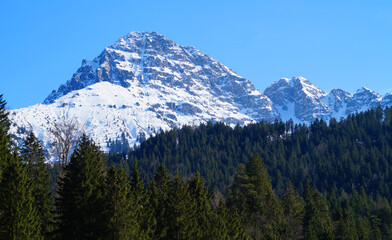 Naklejka premium the beautiful snowy Alps in Fuessen, Allgaeu (Bavaria, Germany)