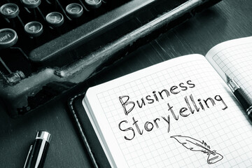 Business Storytelling is shown on the conceptual photo using the text