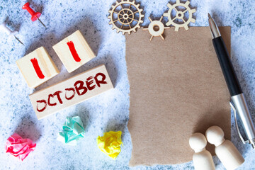 October 11, Natural notebook Calendar. text BIG DATA