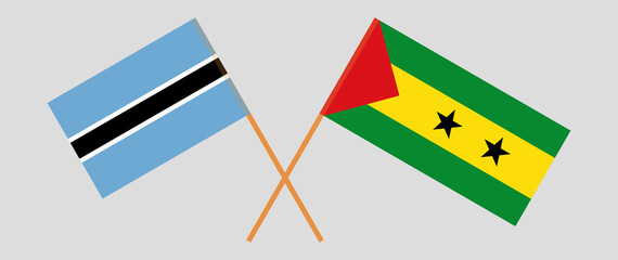 Crossed flags of Botswana and Sao Tome and Principe. Official colors. Correct proportion