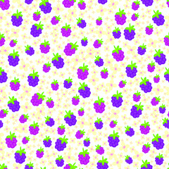vector pattern design with flowers and  blackberries