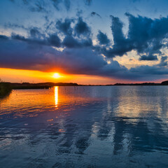 手賀沼の夕焼け