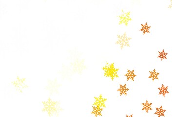 Light Yellow vector template with ice snowflakes, stars.