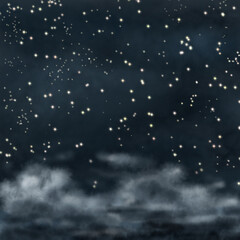 Dark night stars sky clouds abstract background beautiful magic