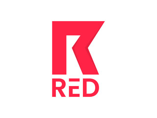 Red R letter logo | Robot R logo | geometric R letter mark logo design symbol 