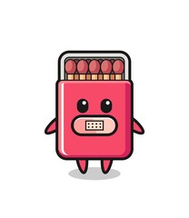 Cartoon Illustration of matches box with tape on mouth